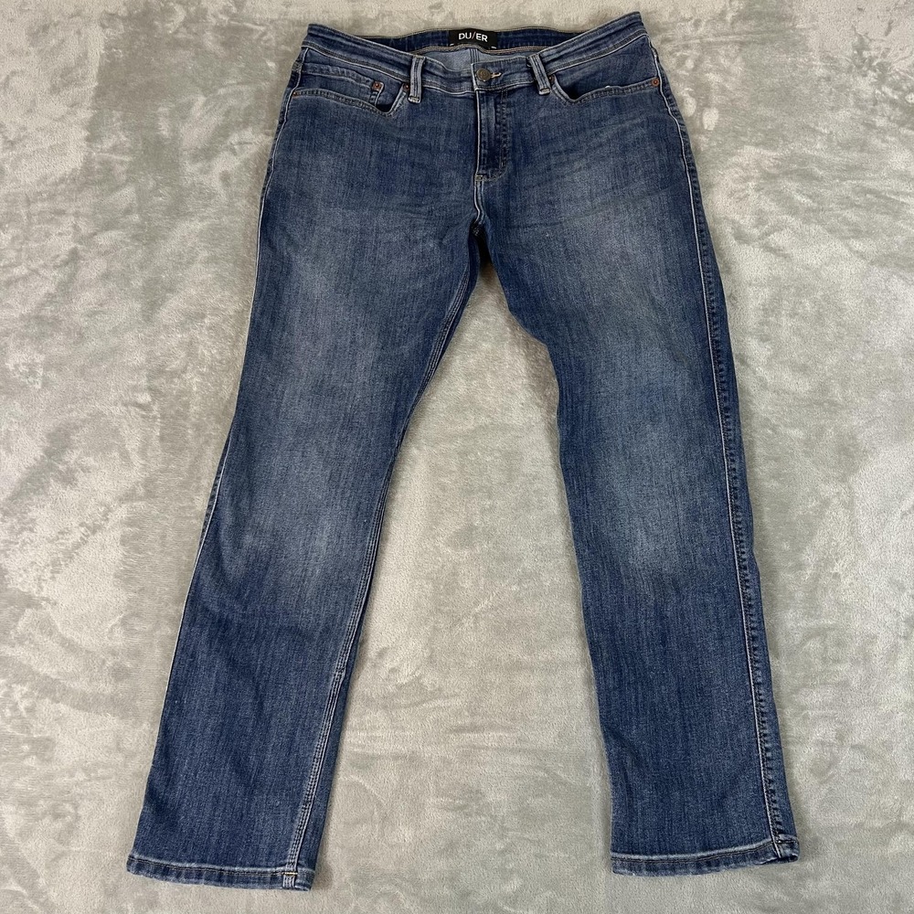 DU/ER Jeans Mens 36x31 Blue L2X Relaxed Taper Stretch Performance Denim Pants